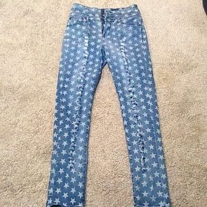 Funky Soul Distressed Star-Pattern Jeans